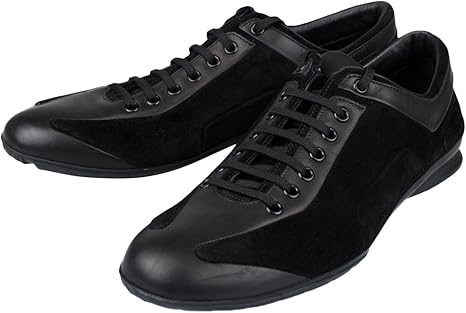 Zegna Sport Black Leather Fashion Sneakers Shoes Size 8 5 Us D