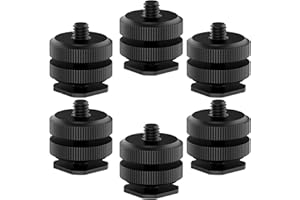 ESZKOZTA Camera Hot Shoe Mount(6 Pack) to 1/4"-20 Tripod Screw Adapter Flash Shoe Mount for DSLR Camera Rig