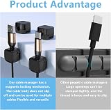 Ruamny 6 Pcs Black Magnetic Cable Holder Desktop Cord Organizer Self Adhesive view 5