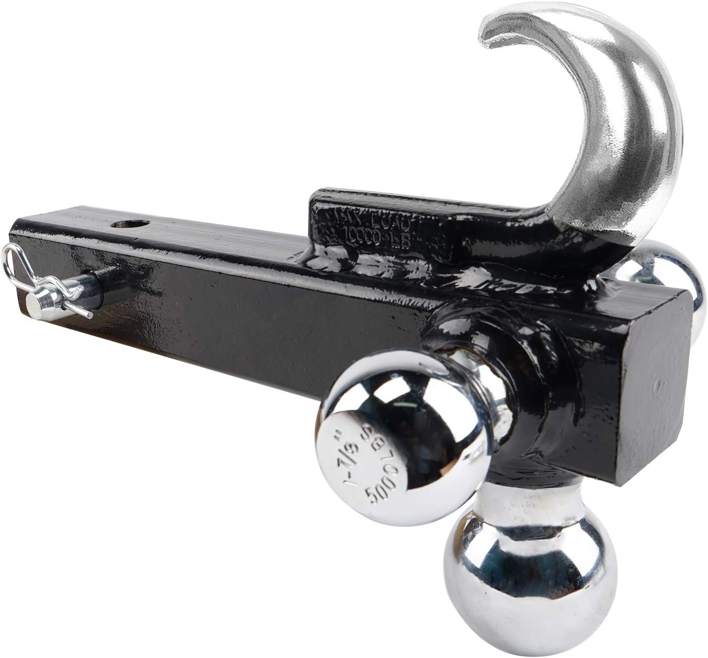 Ayleid Trailer Hitch Tri-Ball Mount with Hook & Pin Balls Sized 1-7/8 inches, 2 inches & 2-5/16 inches, Hitch Ball,Tow Hitch,Black Ball: Automotive