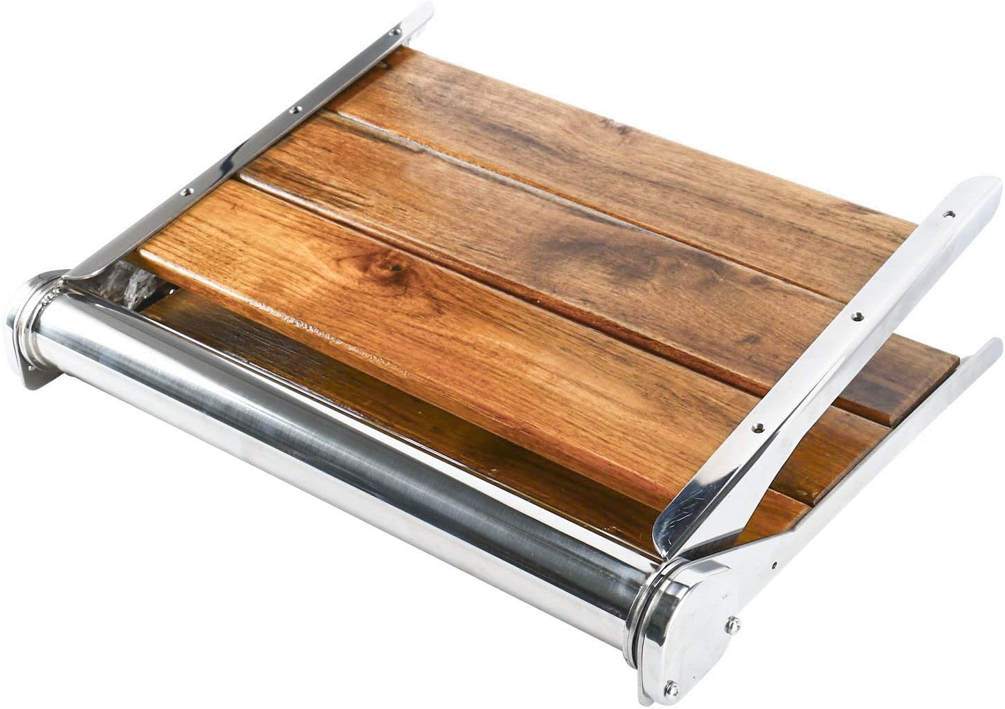 Amarine-made Solid Wood Wall Mounted Folding Shower Seat or Bench - 4018S (19" x 15",Solid Wood with Stainless Steel Frame): Home Improvement