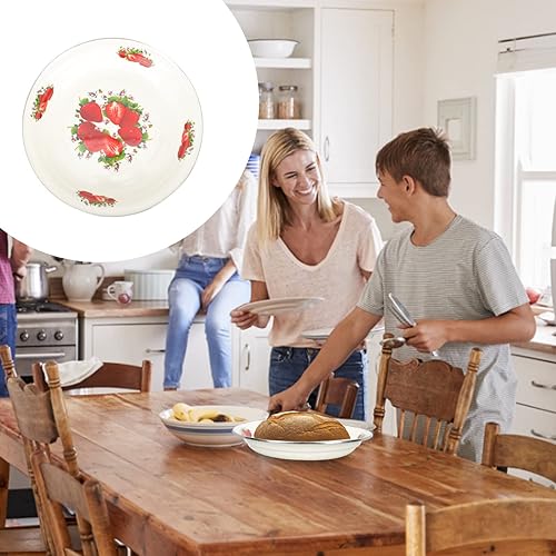 GANAZONO Wood Tray Camping Utensils Enamel Plates Salad Pasta