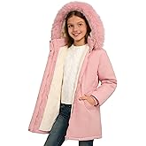 Lovekider 7-14Y Girls Winter Puffer Jacket Thick Warm Coat Cold Weather Hooded Wind-Resistant Parka for School Outdoor Wear
