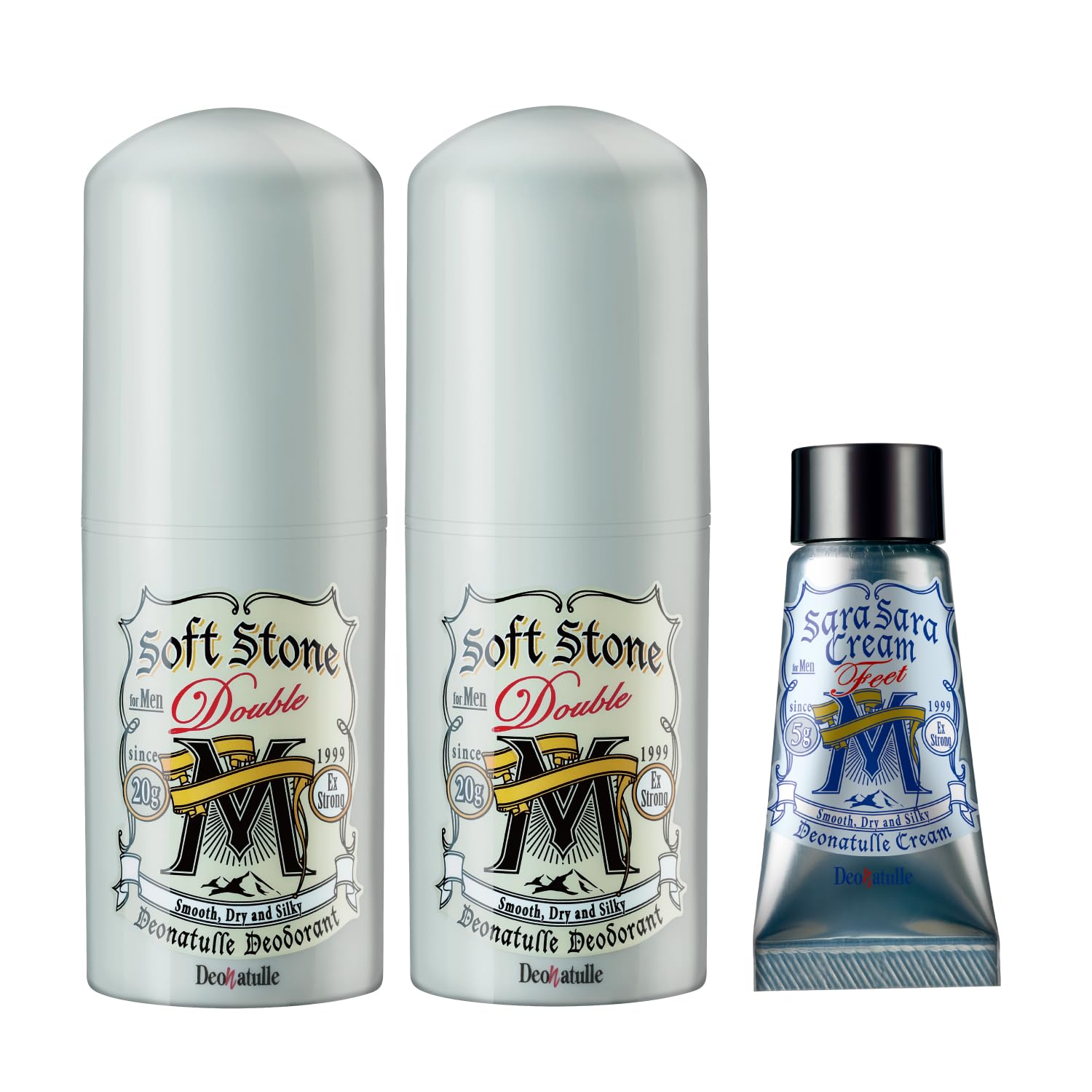 【Amazon.co.jp限定】 【医薬部外品】 デオナチュレ 男ソフトストーンW ノンメントール処方 男性用 ワキ用 直ヌリ 制汗剤 スティック ×2個(20g×2)+おまけ付き商品画像