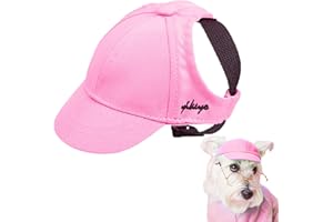 SHIFENMEI Dog Baseball Caps Hats with Neck Strap Adjustable Ear Holes for Small Dogs in Outdoor Sun Protection, Pet Casual Cap Visor Sunbonnet with Ear Holes, Summer Travel Sport Hat Outfit