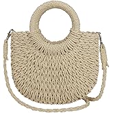 Straw Beach Bags for Women Small Shoulder Purse Woven Crossbody Handbag Top Handle Bag for Summer
