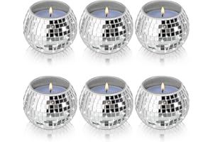 APHUMEDC Disco Ball Candle Holders, 6 Pieces Disco Ball Candle Vase, Glass Mirror Silver Decorations, Can be Used for Christmas, Birthday, Weddings, Tables, Disco Party, New Year Party Decorations