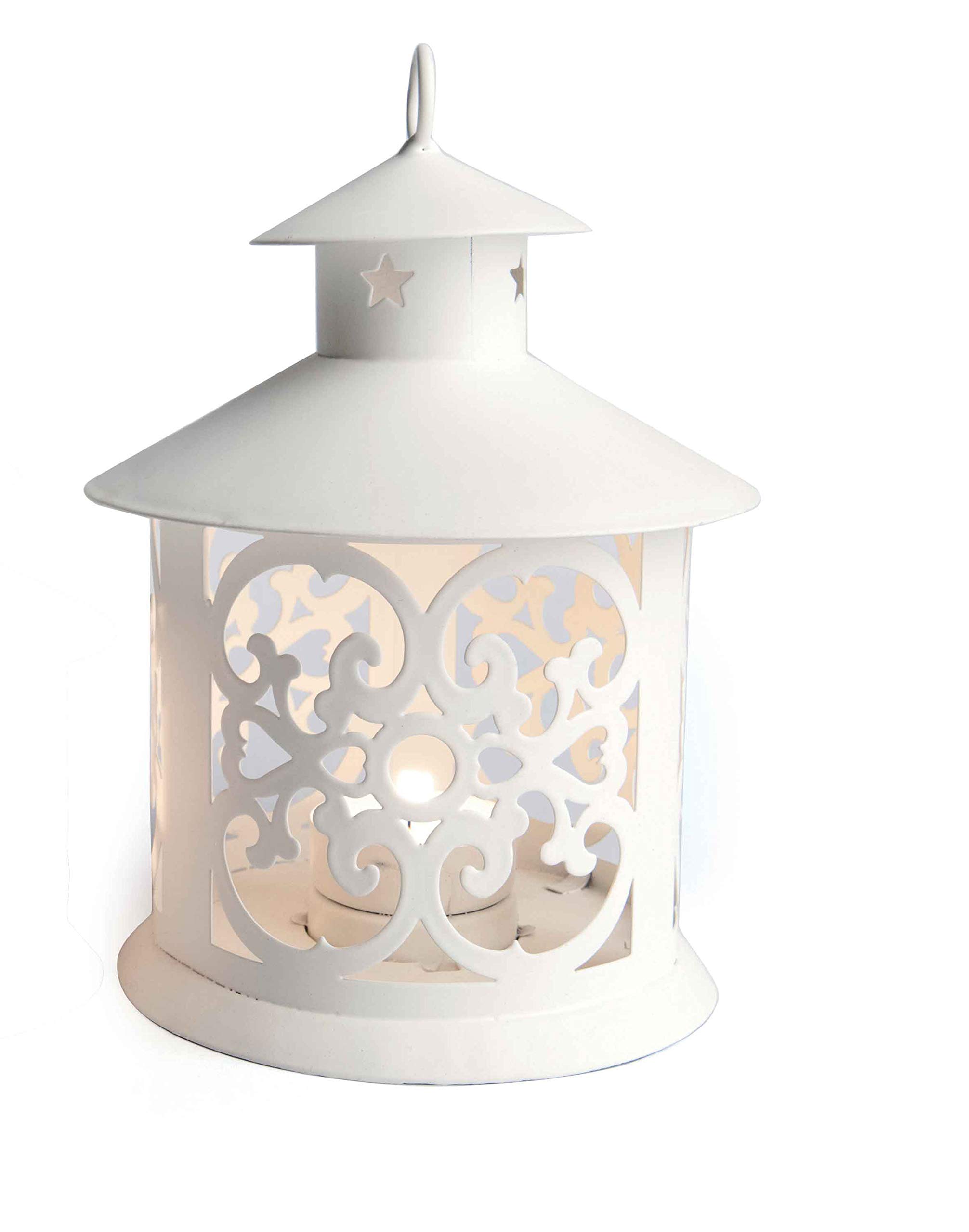 Excelsa Pagoda Lantern, Metal (white) 12 x 19 cm Bianco