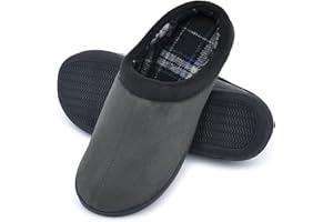 LORDFON Memory Foam Mens Slippers Slip-On Comfy House Slippers for Men Indoor Outdoor Non-Slip Warm Winter Men’s Bedroom Slippers Size