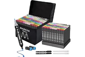 Banral 130 Colors Alcohol Markers Set, Dual Tip Alcohol Based Markers, Art Markers Pens for Artists Kids Adult Coloring, Permanent Illustration Sketch Markers for Drawing