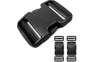 ONE WVW PIN Side Release Buckle for 2'' Belt, 2 pcs Heavy Duty Plastic Buckles Replacement Dual Adjustable No Sewing, Extra Thick Clasp Clips for 2 inch(50mm) Nylon Webbing Strap Boat Cover Backpack Fanny Pack