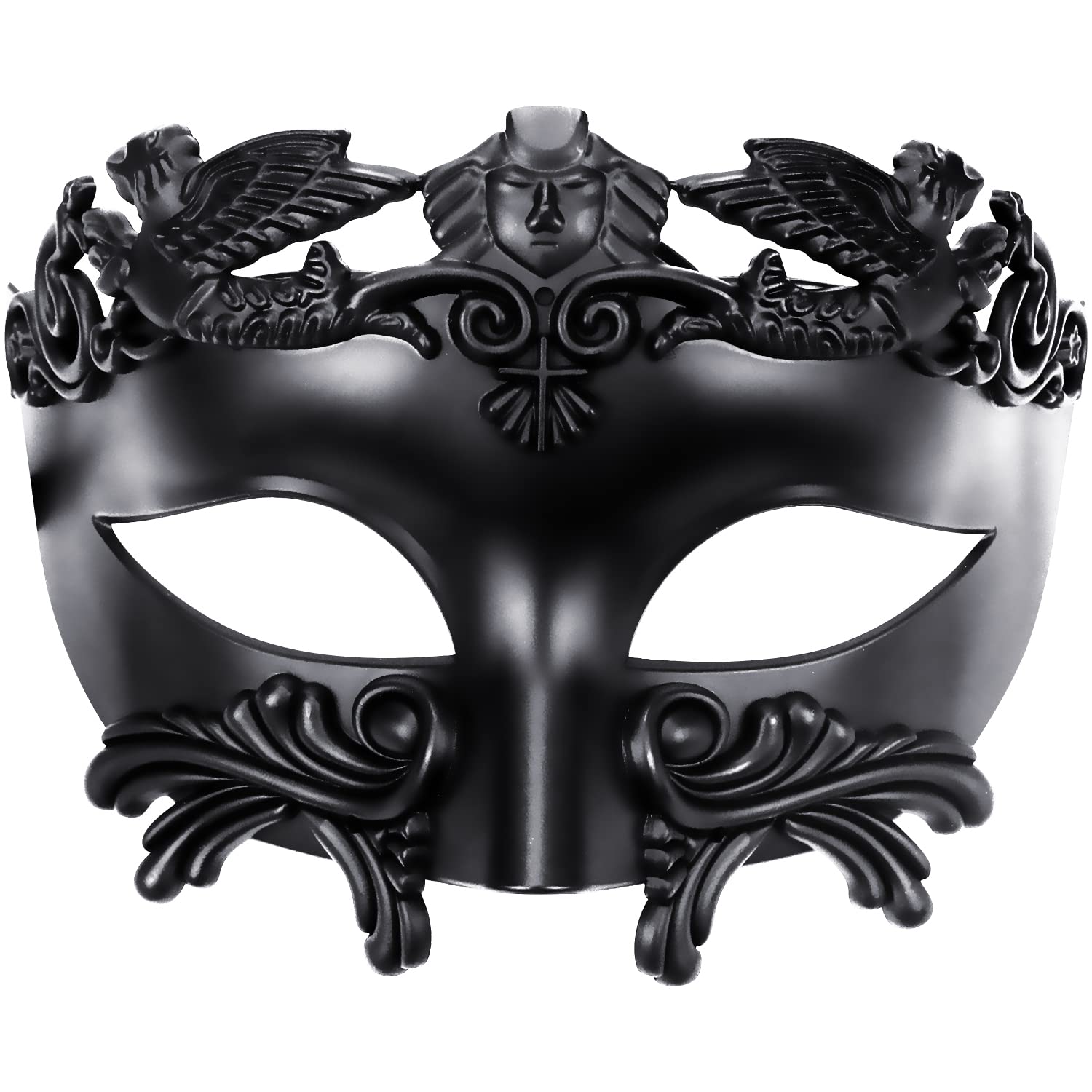 Lilwemen Ancient Greek Spartan Warrior Roman Masquerade Mask Men Venetian Mask Wedding Ball Mask Mardi Gras Burlesque Ball Party (Black)