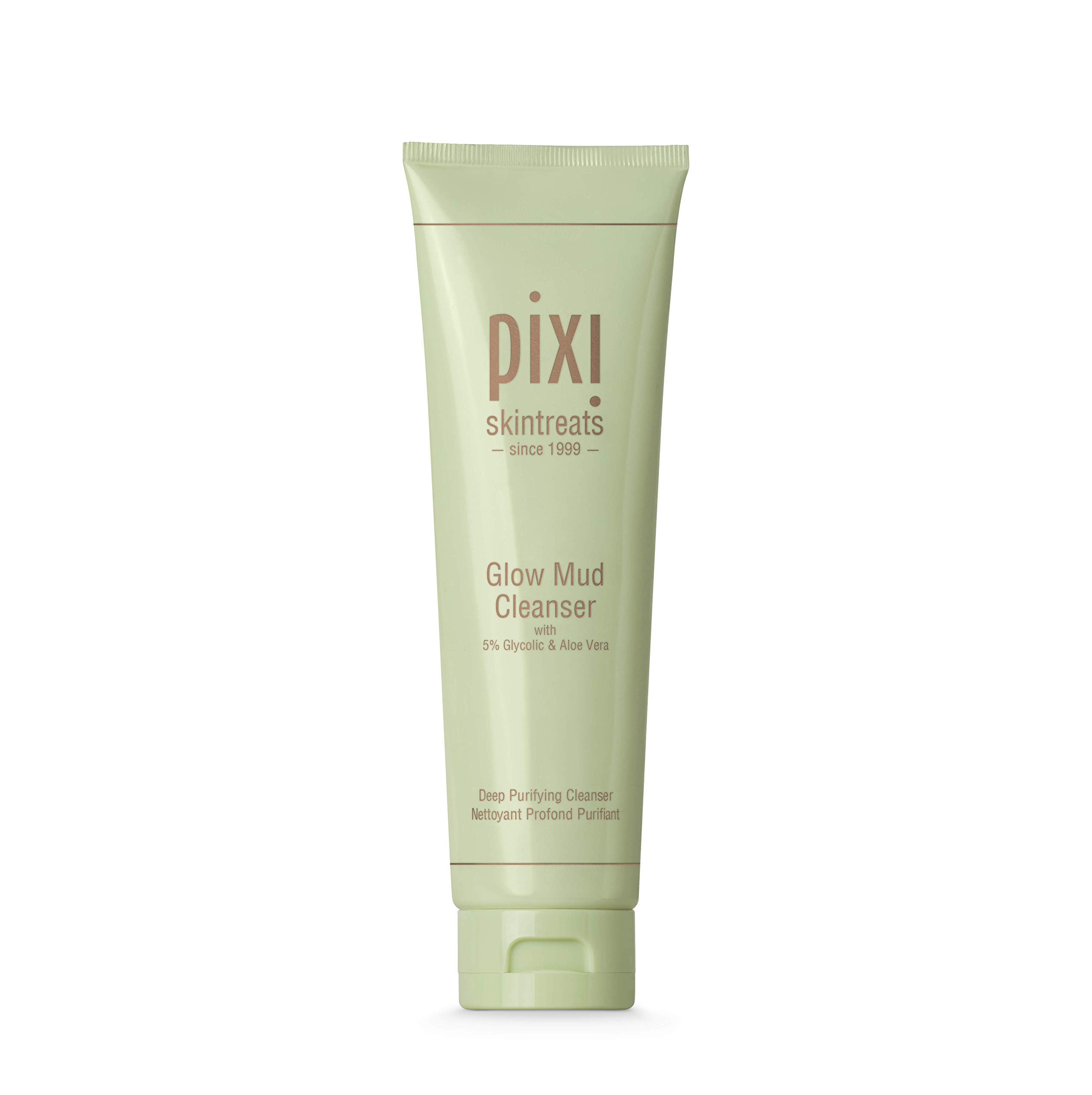 Pixi Beauty Glow Mud Cleanser | Purifying Daily Cleanser with 5% Glycolic Acid | Gently Exfoliates & Purifies Without Stripping | Deep Pore Cleanse & Brighten | 4.57 fl. oz / 135 ml