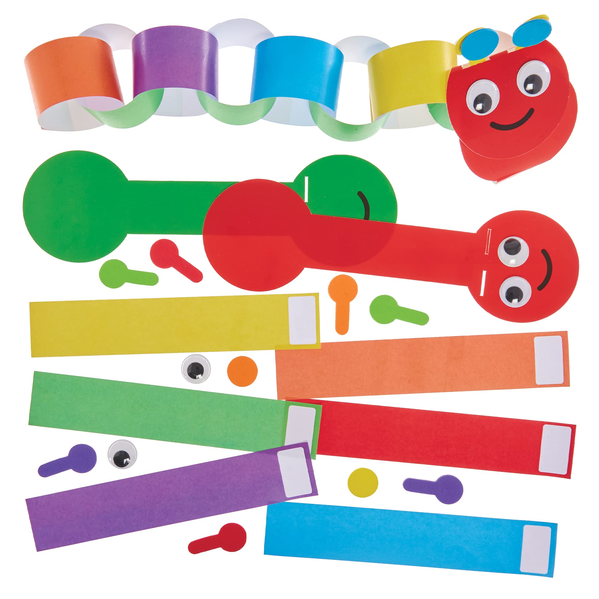 Baker Ross FX785 Rainbow Caterpillar Paper Chain Kits - Pack of 6, Paper Craft Decorations for Kids