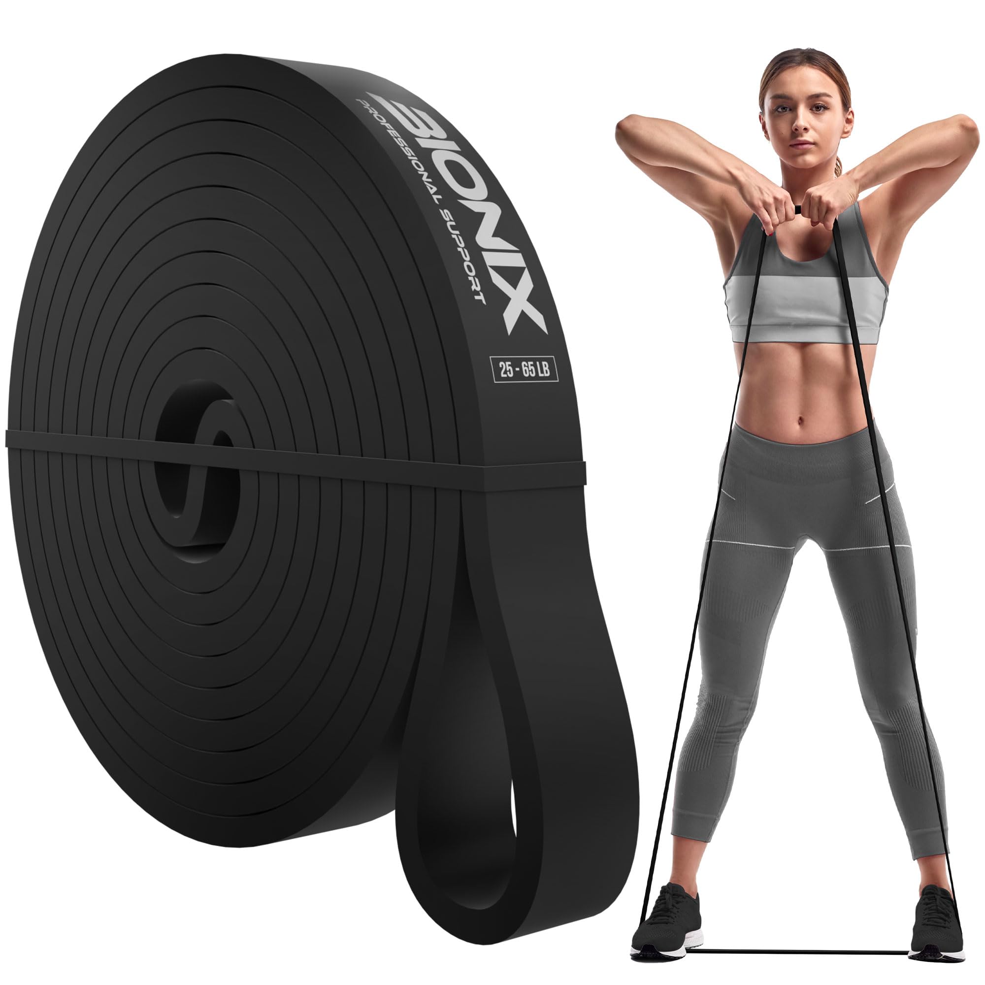 Bionix Resistance Bands Set - 25lb Medium, Pull Up Bands for Exercise, Workout, Powerlifting, CrossFit, Yoga - Men and Women