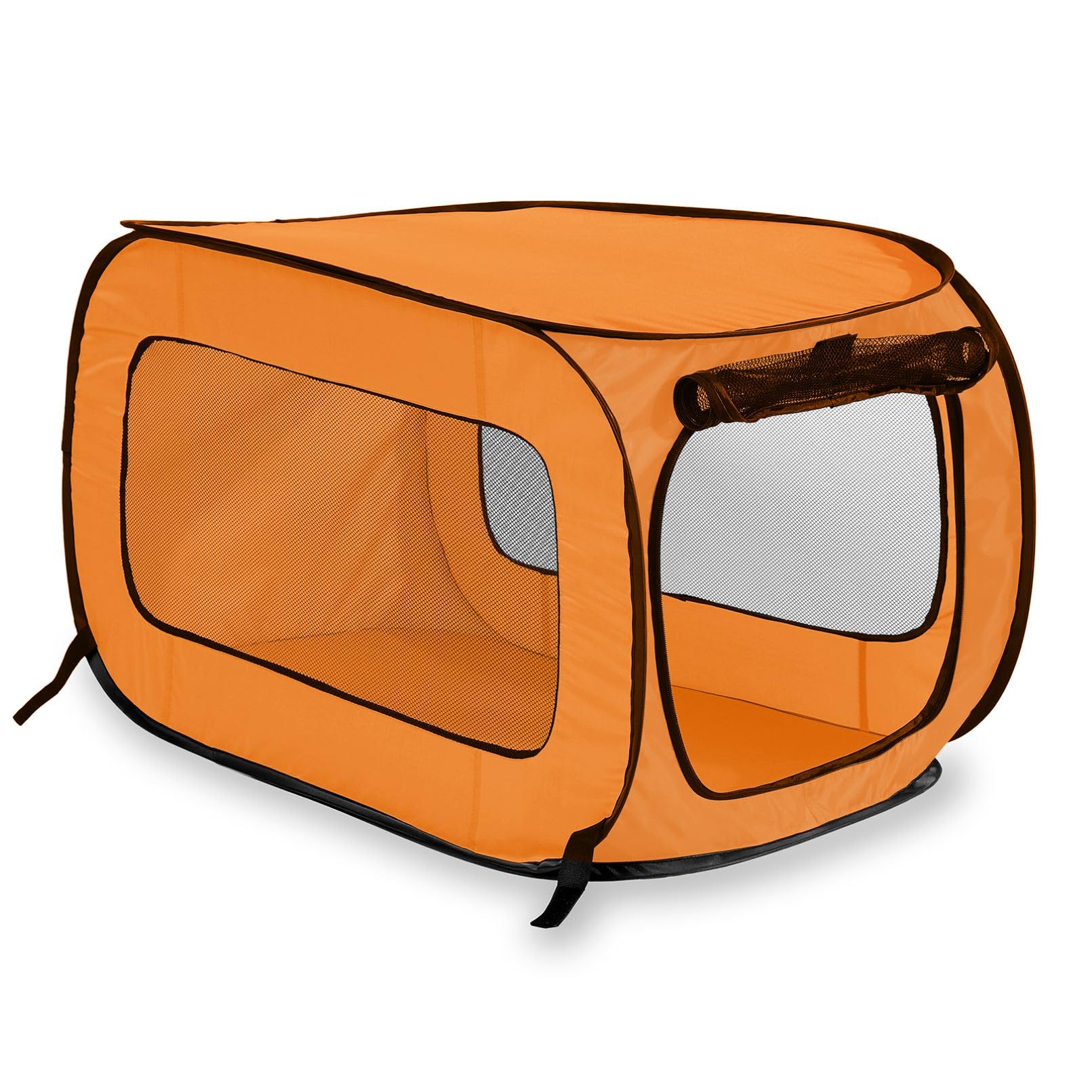 Beatrice Home Fashions Portable, Collapsible, Pop Up Kennel Travel Cat and Dog Crate, 32.5" L x 19.5" W x 19.5" H, Orange