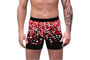 Valentine's Day Boxer for Men Cute Heart Printed Briefs Comfy Soft High Waisted Panties Breathable Underwear Trunks