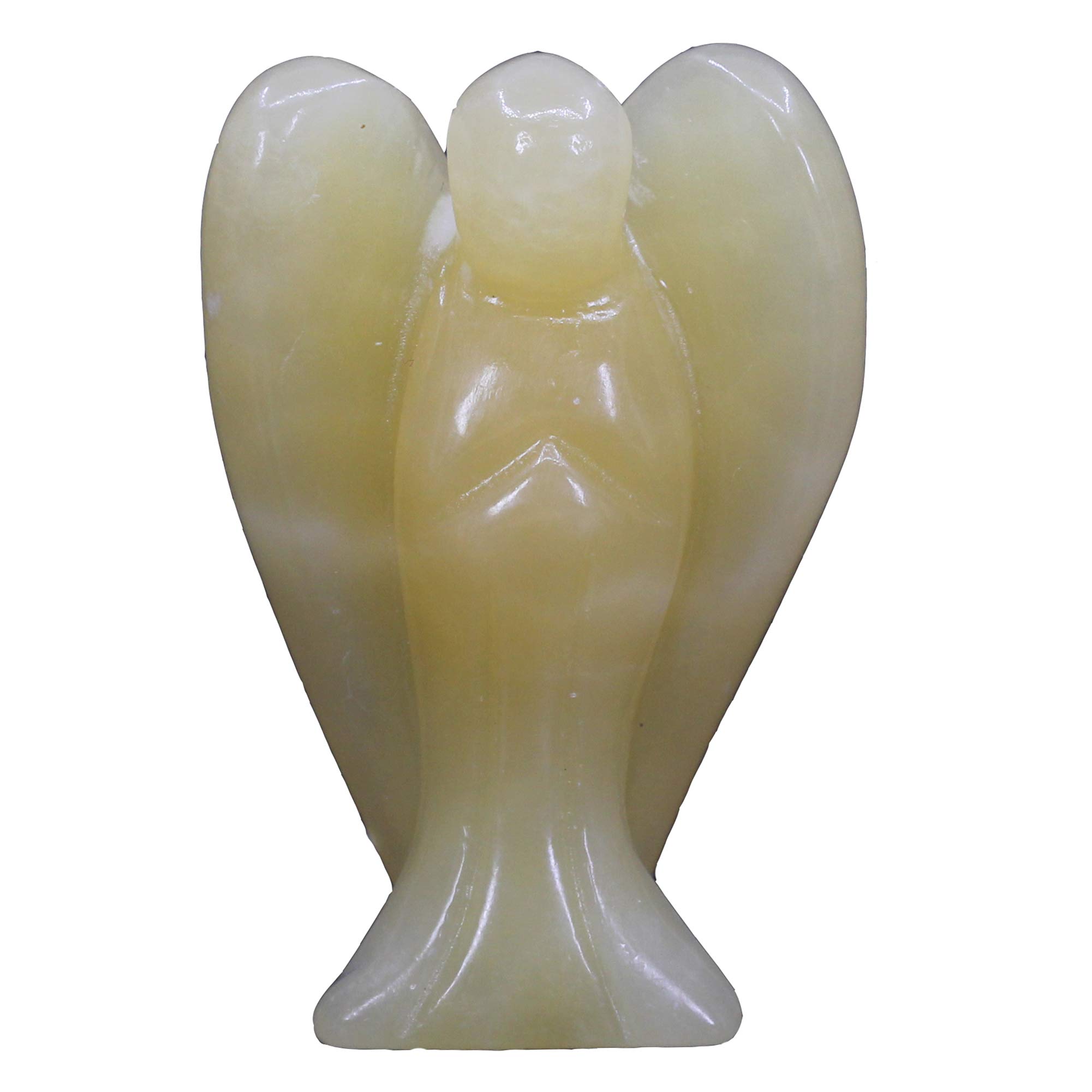 CHENYUE Natural Yellow Quartzite Gemstone Peace Angel Pocket Guardian Healing Statue 2 Inch