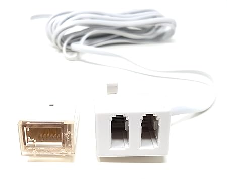 Main Core , BT-Stecker auf 2 Buchsen, 3 m Verlängerungskabel, mit BT-Buchse für Handys, für Telefon/Fax/Modem-Kabel/Adapter/S