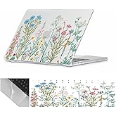 Se7enline Compatible with MacBook 15 inch Case Model A1707 A1990 for 2019 2018 2017 2016 15-inch MacBook Pro Touch Bar Laptop Hard Shell Case&Keyboard Cover Skin&Touchpad Protector,Colorful Floret