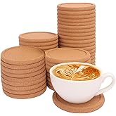 60 Pack 4 Inch Round Cork Coasters with Lip, Absorbent Cork Coasters for Drinks, Crafts, DIY Projects Wine Glass, Mug, Coffee Cup, Plants and General Use