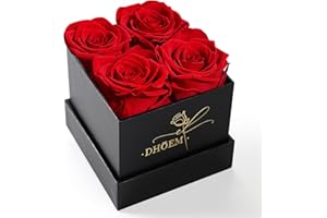DHOEM Preserved Rose in a Box,Forever Roses Birthday Gifts for Mom,Real Rose Flowers for Delivery Christmas Day and Valentines, for Women Girlfriend Wife Grandma Her(Red)