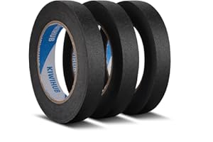 KIWIHUB Black Painters Tape,0.7inch x 60 Yds x 3 Rolls (180 Yards Total) - Medium Adhesive Masking Tape for Painting,Labeling,DIY Crafting,Decoration and School Projects