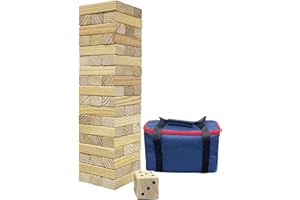 Wooden Tumble Tower Game Yard Outdoor Games for Family Toppling Block Stacking Game (Big-1.48FT)