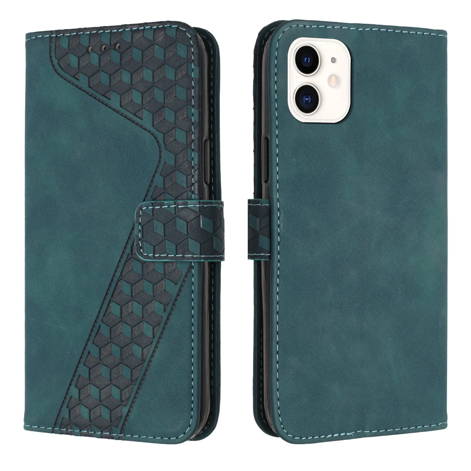 TOHULLE Case for iPhone 11, Premium Leather Wallet Case Card Holder Kickstand Magnetic Closure Pattern Embossed Design Flip Folio Wallet Cover for iPhone 11 - Green — image 1