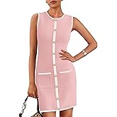 KIRUNDO Women's Work Business Casual Dress 2026 Summer Cocktail Semi Formal Office Elegant Classy Knit Color Block Dresses