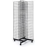 2'x6' Foot Wire Grid Panel 4-Sided Rolling Display 4-Way Tower with Cross Base