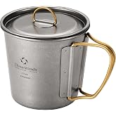 Thous Winds Titanium Mug, 350ml Camping Cup with Lid, Outdoor Titanium Lightweight Coffee Mug for Hiking Backpacking Camping