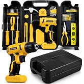 TLGREEN 101-Piece Tool Kit with 8V Cordless Drill and Case, Yellow | Drill And Tool Kit with USB-C Charging; Hand Tools for Furniture Assembly, Maintenance And Household DIY Projects