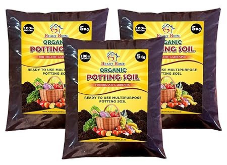 Heart Home Enriched Premium Organic Earth Magic Potting Soil Mix with Required Fertilizers for Plants - 15 KG(Brown)-KUBMART15008