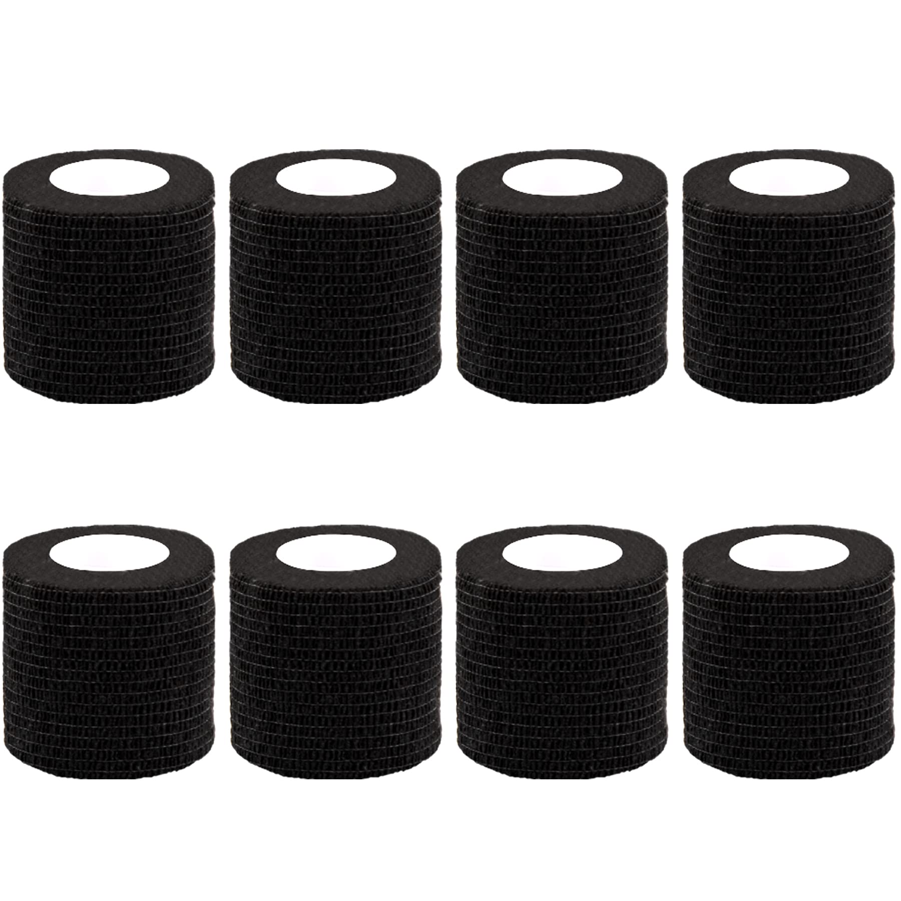 BQTQ 8 Rolls Self Adherent Sport Wrap Stretch Cohesive Athletic Tape Vet Pet Wrap 2 Inch for Sports, Equipment Grip & Pet Care, Black