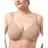 HSIA Bras for Women Minimizer Full Coverage, Plus Size T Shirt Unlined Underwire Smooth Bra, Seamless Cups Joan Ultimate Soft