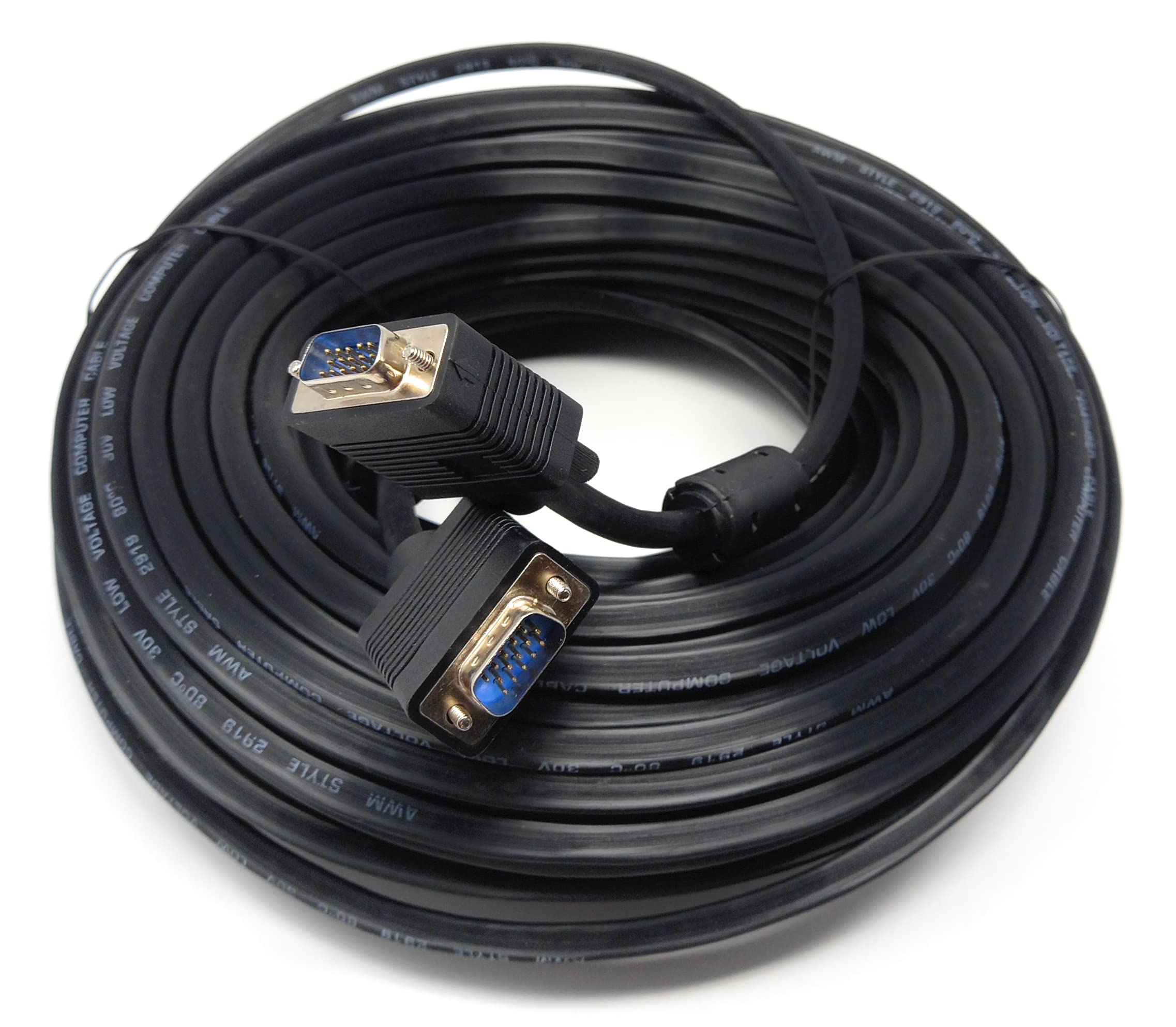 DRUT 50m VGA to VGA Cable 15 pin SVGA Male to Male for Monitor Computer PC Laptops TV Projectors Extension Lead, HD15 All Data Pins Connected 164ft Black