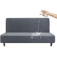 CZL 100% Waterproof Futon Covers, Leakproof Armless Sofa Covers, Stretch Jacquard Sofa Bed Cover, Washable Futon Slipcover Furniture Protector for Kids, Pets, Dog and Cat