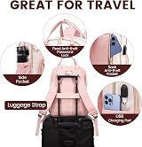 LOVEVOOK Laptop Backpack 15.6 inch Womens Anti Theft USB Port Waterproof Pink view 6