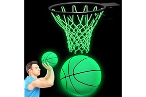Jenaai 3 Pcs Operation Glow in The Dark Basketball Set, Includes Size 7 Glowing Basketball Nightlight Net with Pump for Hoop Luminous Outdoor Sports Fun Gift for Adults Sports Prize