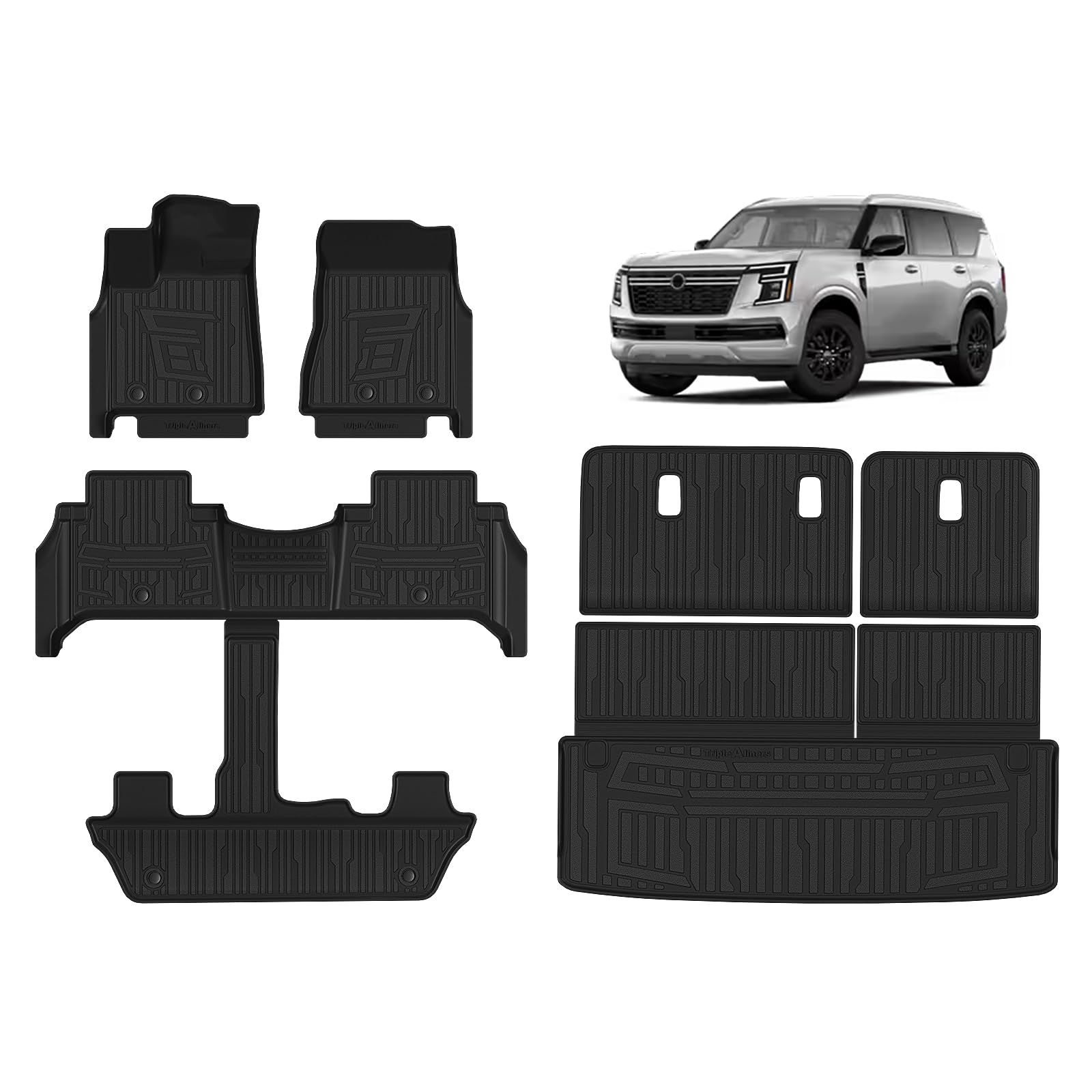 TripleAliners All-Weather Mats Compatible with 2025 2026 Nissan Armada & Infiniti QX80 Accessories F
