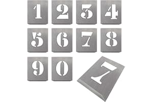 HAUTMEC Vintage Aluminum Numbers Stencils, 0 to 9 Aluminum Stencils & Holder, 2"(50mm) Numbers, Shop Stencil, Advertising Stencilling, Craft-Printing, Reusable HD00002