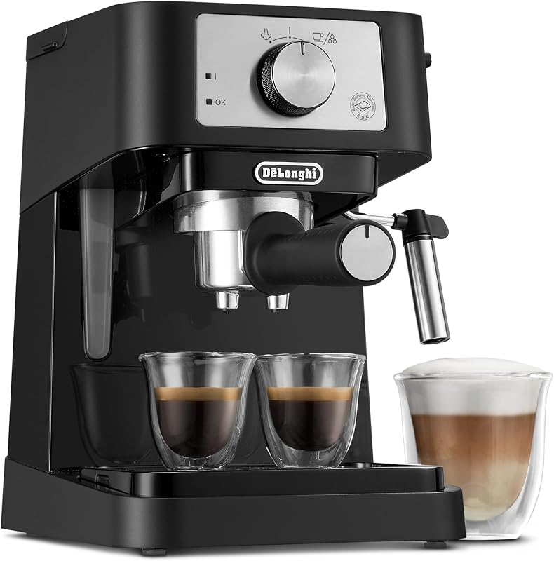 Stilosa Premium EC260. BK - Cafeteira de bomba com 15 bares de pressão, 1100 W, 1L, cor preta e prateada
