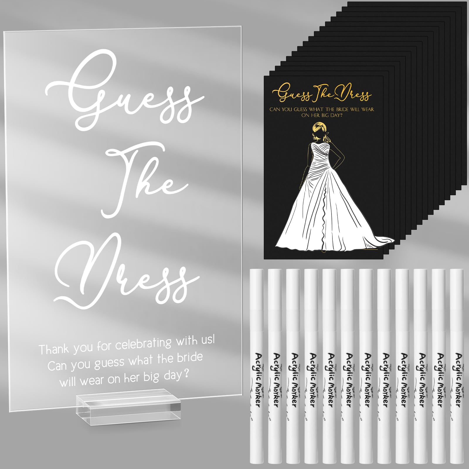 Seajan Guess the Dress Bridal Shower Game Acrylic Sign Fun Table Sign ...