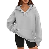 ATHMILE Oversized Hoodies for Women Fashion V Neck Pullover Sweatshirts with Thumb Hole Y2k Clothes Fall Outfits 2026