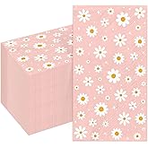 100Pcs Daisy Guest Napkin Floral Disposable Paper Napkins Boho Groovy Dinner Bathroom Kitchen Hand Towel Napkin for Birthday Wedding Baby Shower Party