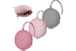 Smlpuame 3 Pack Pacifier Holder Case,Silicone Portable Pacifier Cover Pouch Bag for Diaper Bags Baby Carriage,Pacifier Storage Container Box,Easy to Clean(Power Rose+Pink+Grey)