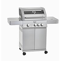  Videro G3 Gas-Grillstation Rösle Edelstahl XXL silber Garten 3+1 Gas Brenner 4-flammig ✔ Lenkrollen mit Bremse ✔ Deckel ✔ Rotisserie-Aufhängung ✔ Seitentische beidseitig ✔ Unterschrank ✔ eckig ✔ rollbar ✔ stehend grillen ✔ Grillen mit Gas ✔ mit Station ✔ mit Rädern 