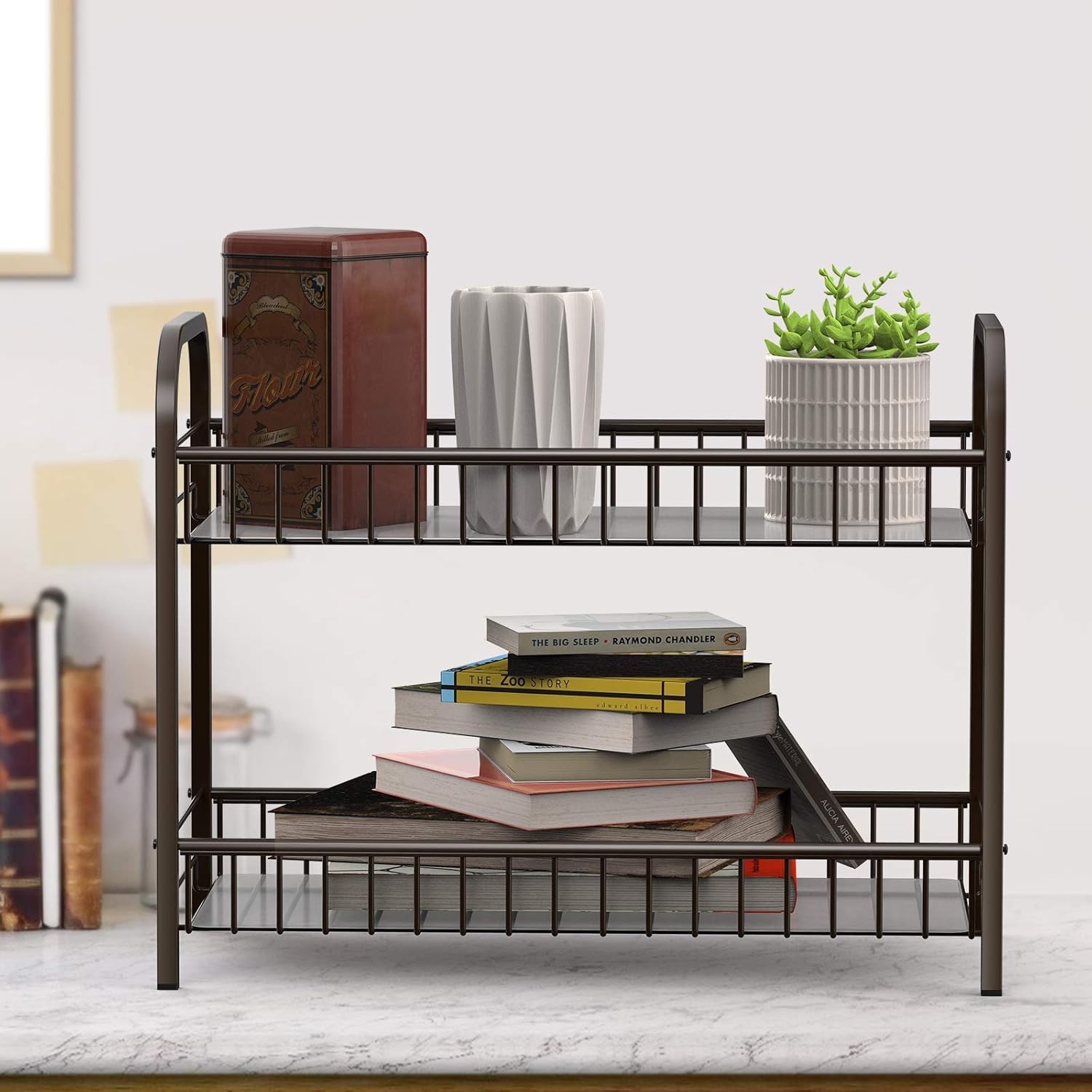 Auledio Countertop Spice Rack Organizer, Non-Slip Seasoning Storage Shelf for Pantry Cabinet, Bronze: Kitchen & Dining