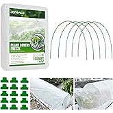 JOYHALO Plant Covers Freeze Protection Kit for Winter, 10 x 30Ft Plant Freeze Protection Cover for Outdoor Plants with 36Pcs Garden Hoops & Clips, Plant Blanket for Frost Snow Protection